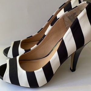 Black and white high heels